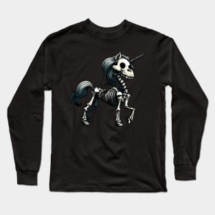 Spooky magical skeleton unicorn Long Sleeve T-Shirt